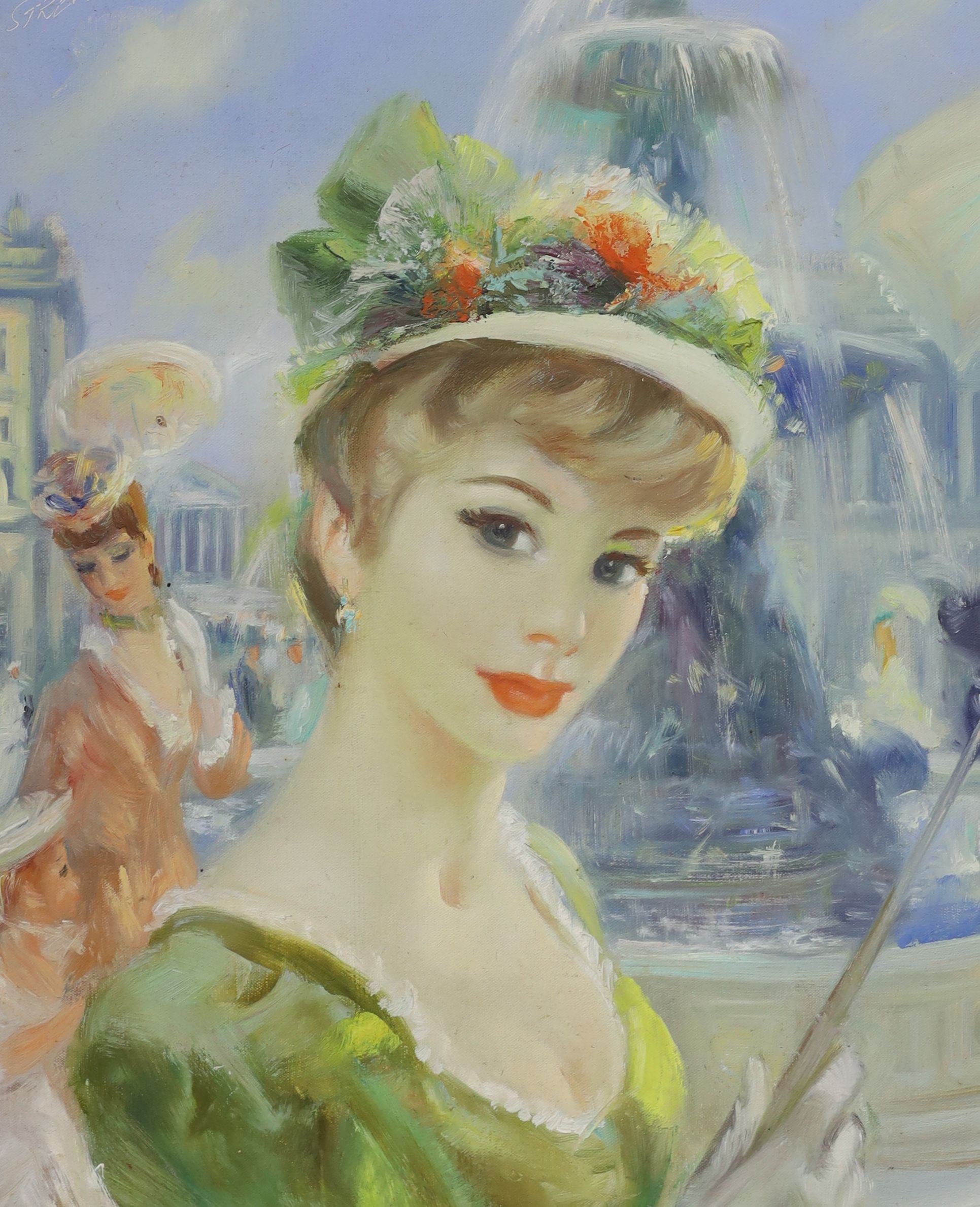 John Strevens (1902-1990), oil on canvas, 'A la Place de la Concorde', signed with Stacy Marks label verso, 43 x 34cm